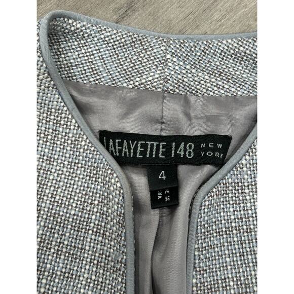 Lafayette 148 Women's Blue Gray Tweed Long Sleeve Hook & Eye Jacket Size 4 - Picture 5 of 10